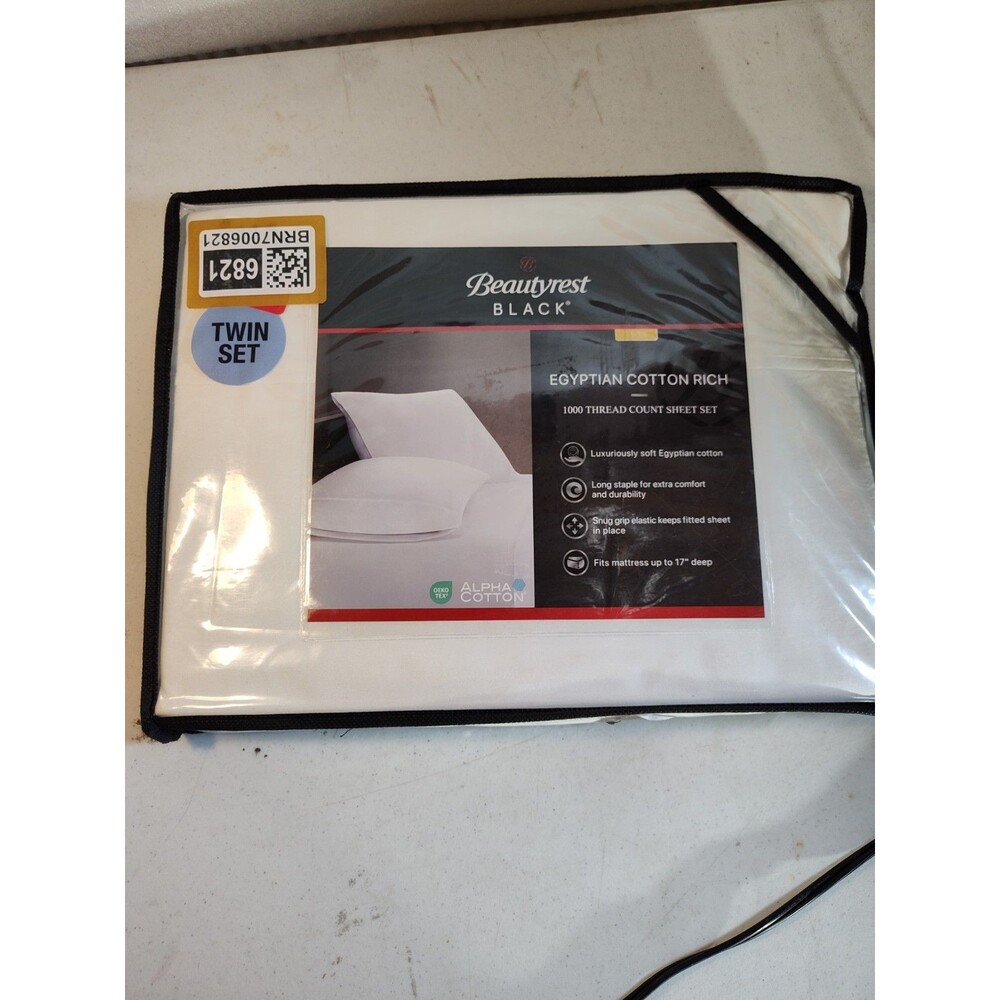 Beautyrest Black Egyptian Cotton Rich 1000 Thread Count Sheets Twin Size (1067)